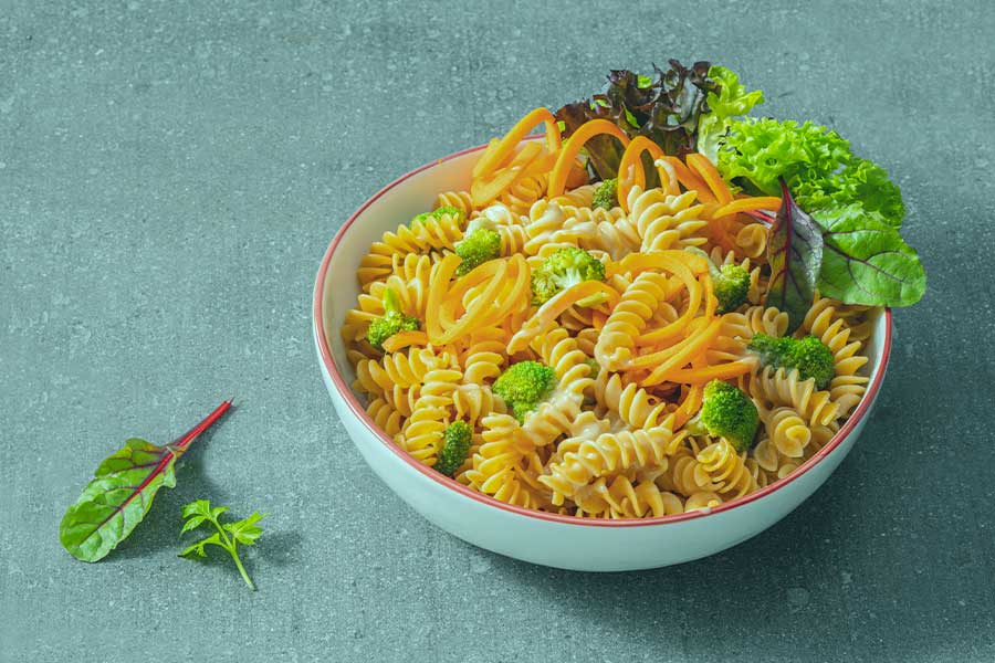 Pasta Alfredo mit Roten Linsen Spirelli