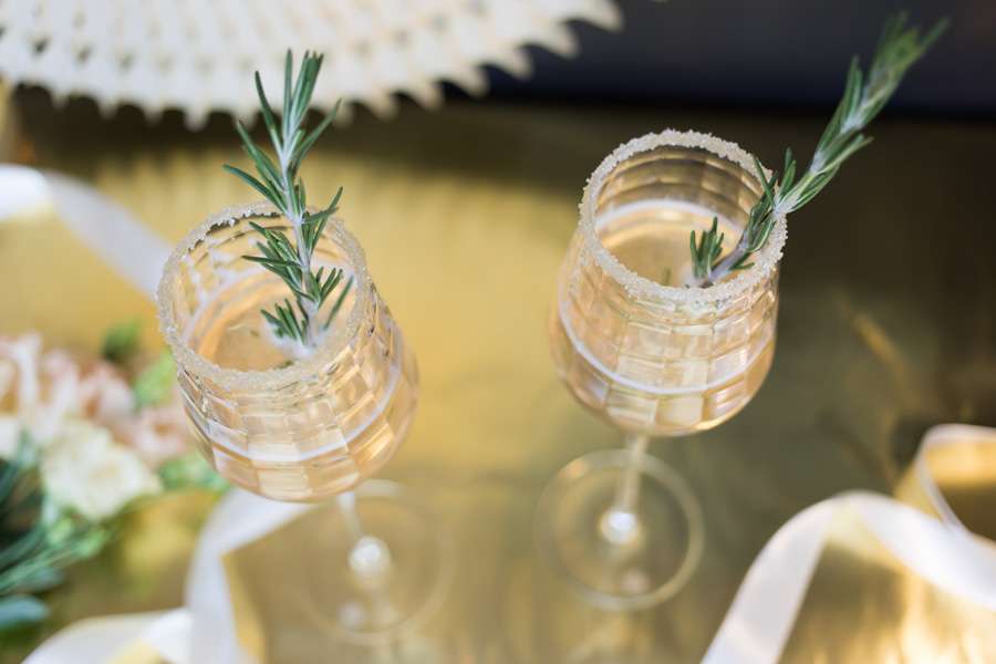 Prosecco Cocktail with Raspberry and Rosemary