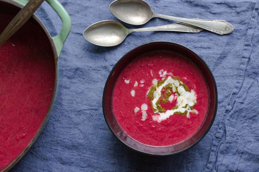 Roasted red beet and carrot soup