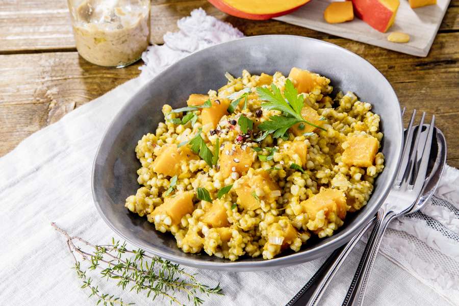 Steinpilz-Risotto vom Buchweizen mit Hokkaidokürbis