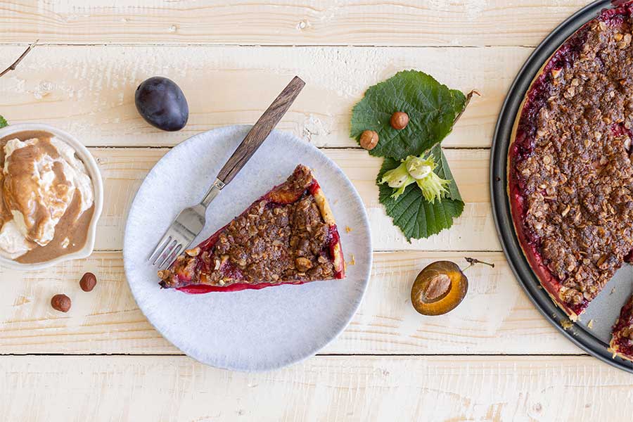 12.10.2023: Pflaumenkuchen mit Streusel und Haselnusssahne