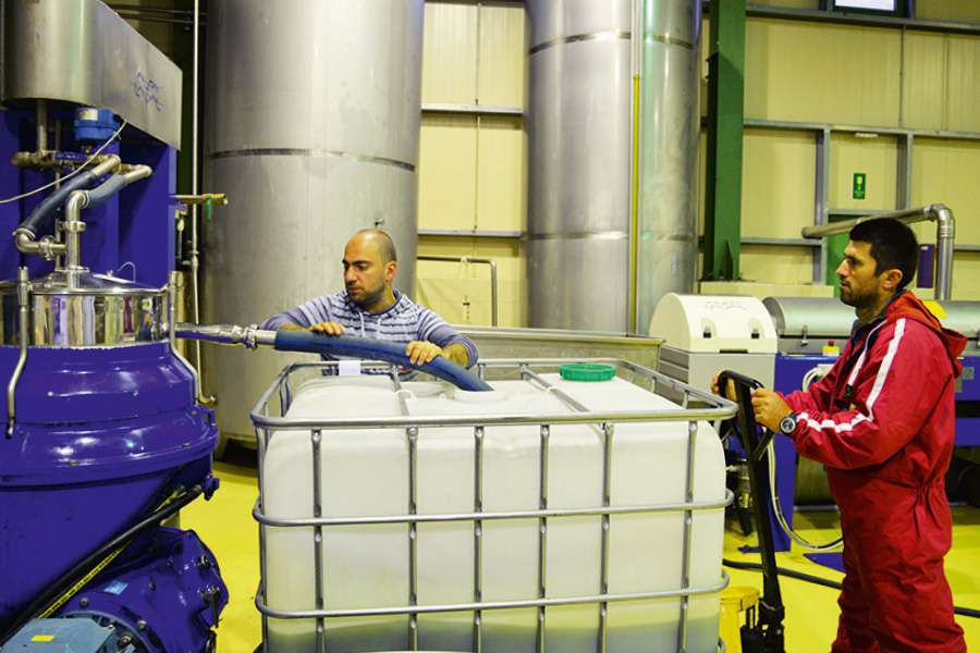 Fresh olive oil is filled directly from the centrifuge into plasticizer-free cubitainers. The oil is bottled when the analytical results are available 