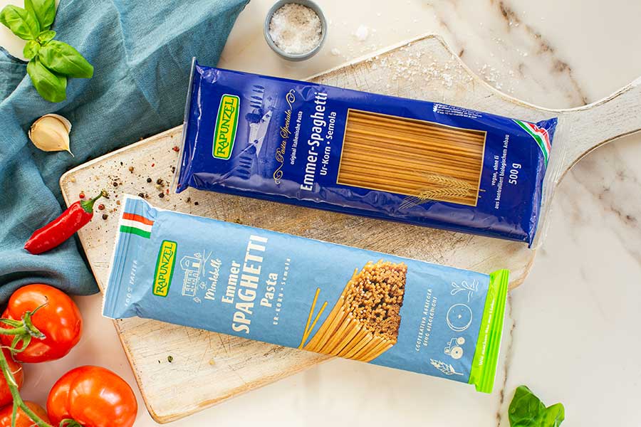 Papier statt Plastik: Die italienische Rapunzel Pasta ist noch nachhaltiger verpackt.