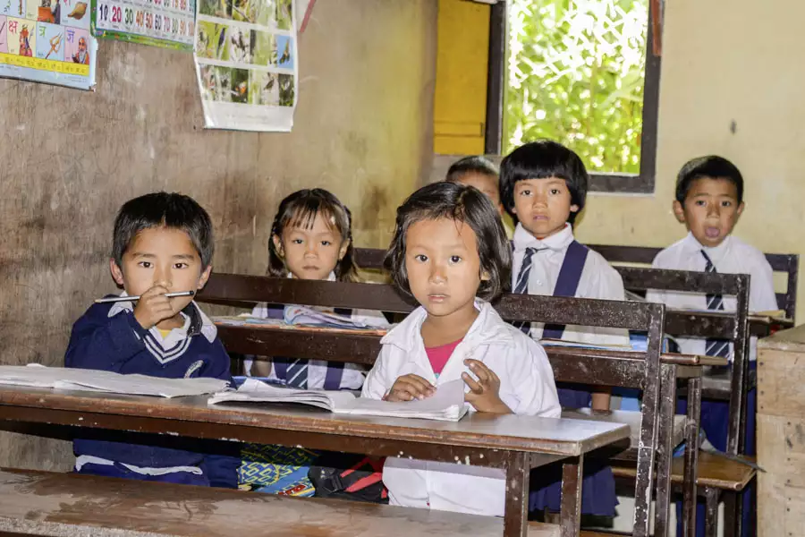 Die Kinder Sikkims genießen eine gute Schulbildung, denn in jedem Dorf gibt es Schulen.