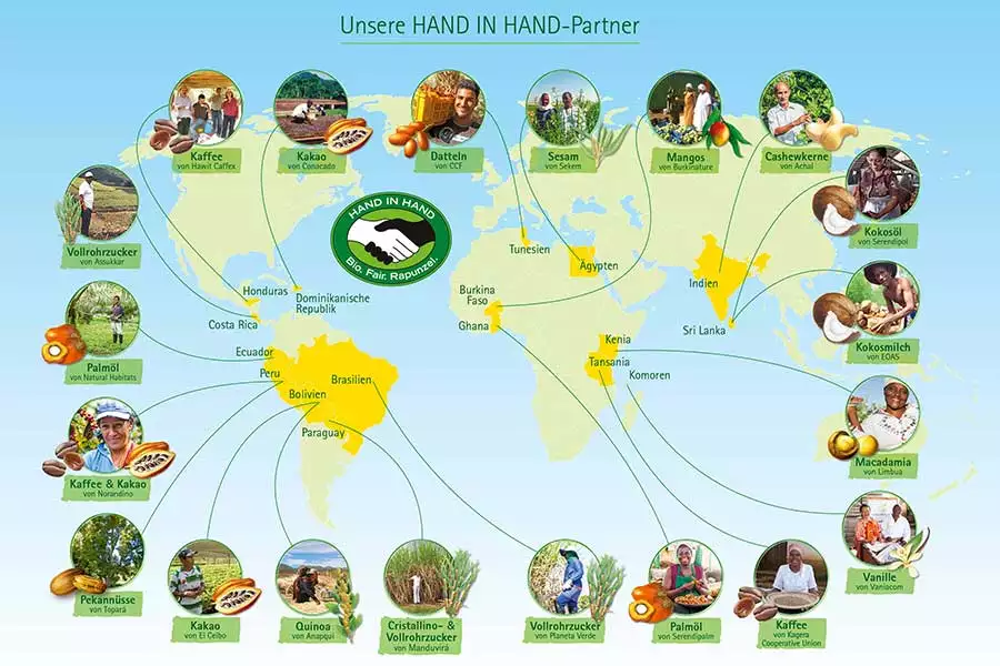 Das Netz der weltweiten Rapunzel HAND IN HAND-Partner